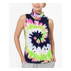BAM BY BETSY & ADAM Womens White Built-in Mask Tie Dye Sleeveless Tank Top S